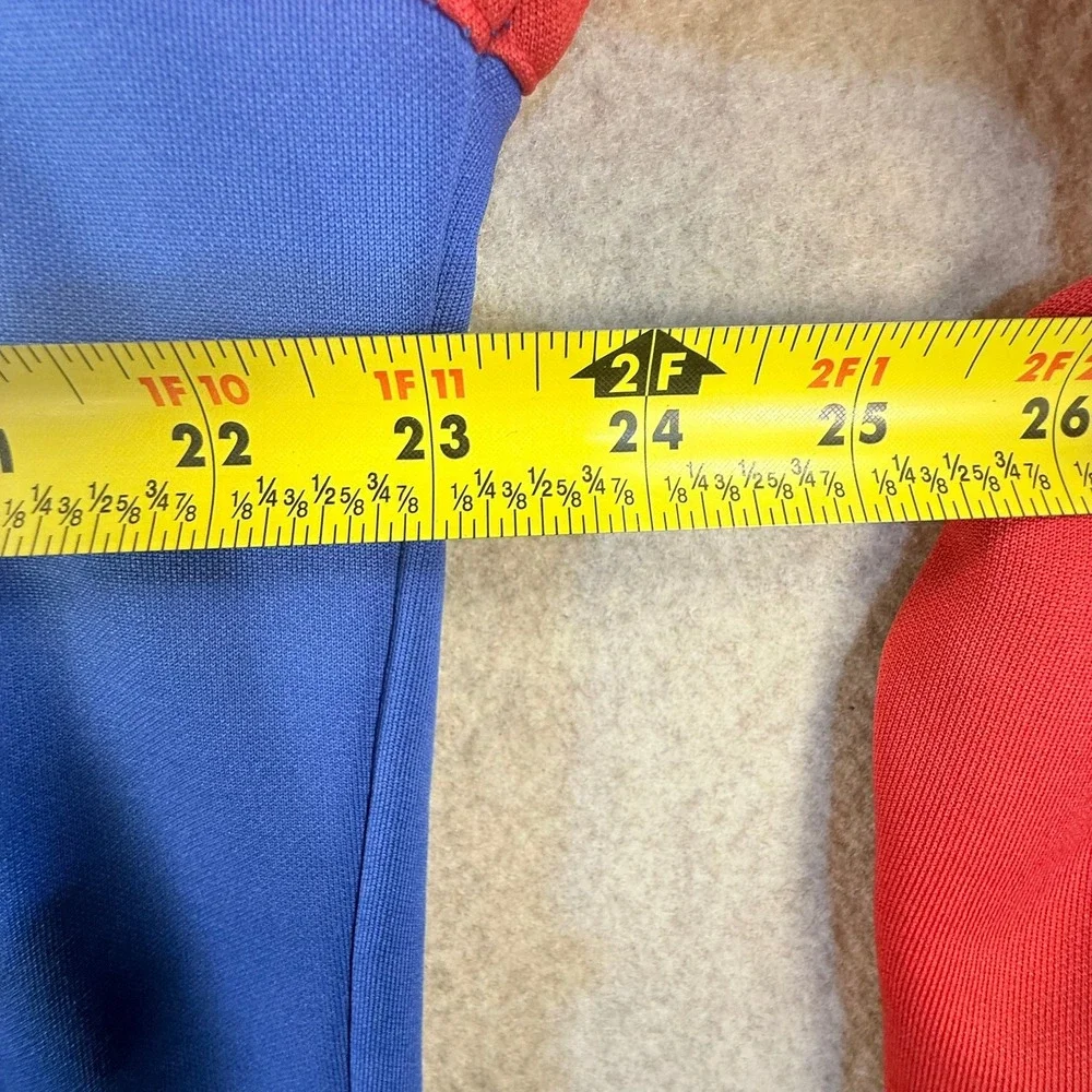 Colosseum Kansas Jayhawks Mens Large Blue Red Quarter Zip Pullover Fleece Jacket